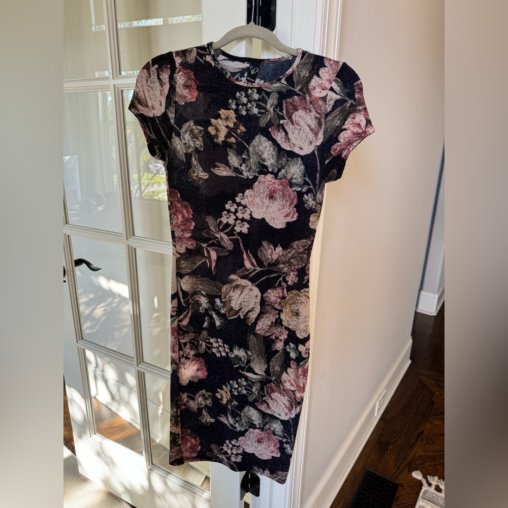 Floral Print Black Dress